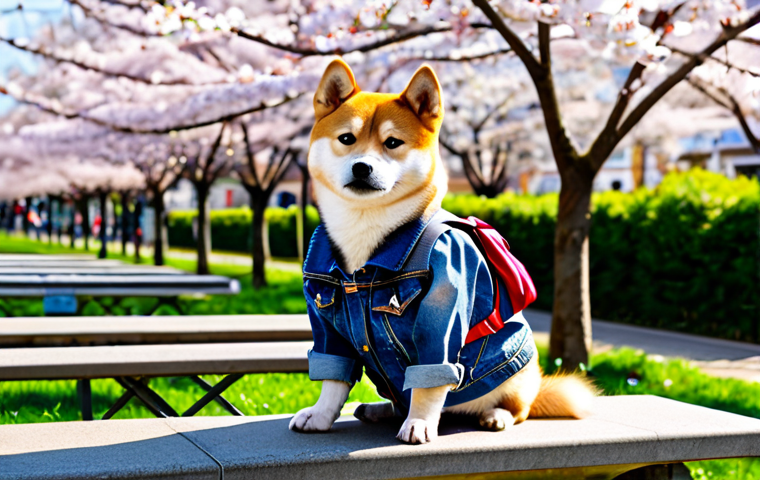 Stylish Dog in City Park**

"A cute Shiba Inu wearing a stylish, fully clothed, modest denim jacket with a small backpack, sitting attentively in a sunny city park filled with cherry blossoms, safe for work, appropriate content, professional photography, perfect anatomy, natural proportions, well-formed paws, proper paw count, family-friendly setting, daytime, high quality."

**