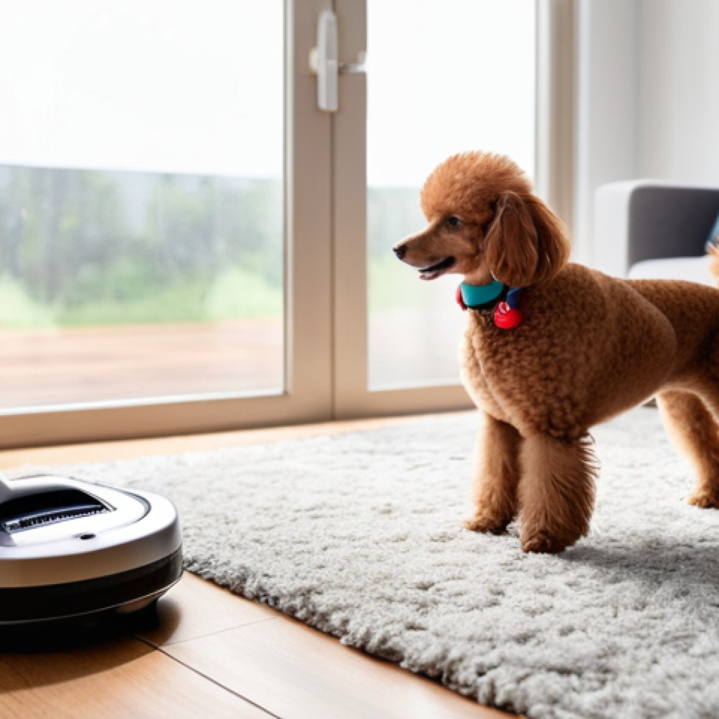 강아지 털 알러지 방지법 - **Prompt 1: A meticulously clean and inviting living room, bathed in soft, natural light, where a pe...