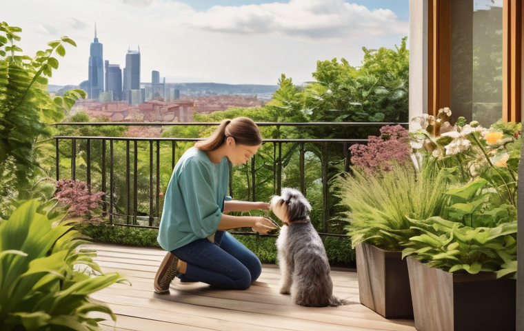 강아지 털 알러지 방지법 - **Prompt 1: A meticulously clean and inviting living room, bathed in soft, natural light, where a pe...