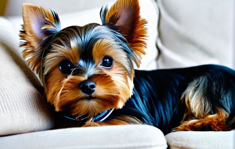 요크셔 테리어 성격 및 행동 - **Prompt 1: Curious Explorer Yorkie**
    "A adorable, fluffy Yorkshire Terrier with bright, sparkli...