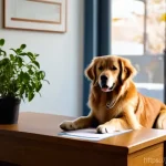 강아지 등록증 발급 방법 - **Prompt:** A cozy and bright scene inside a community administrative office. A kind-looking female ...